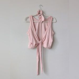 LuluLemon Wrap around tee and a hair tie